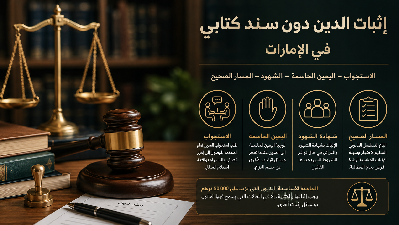 إثبات الدين بدون سند كتابي في الإمارات