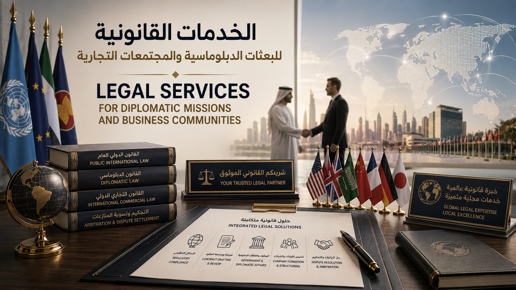 الخدمات القانونية للبعثات الدبلوماسية والمجتمعات التجارية